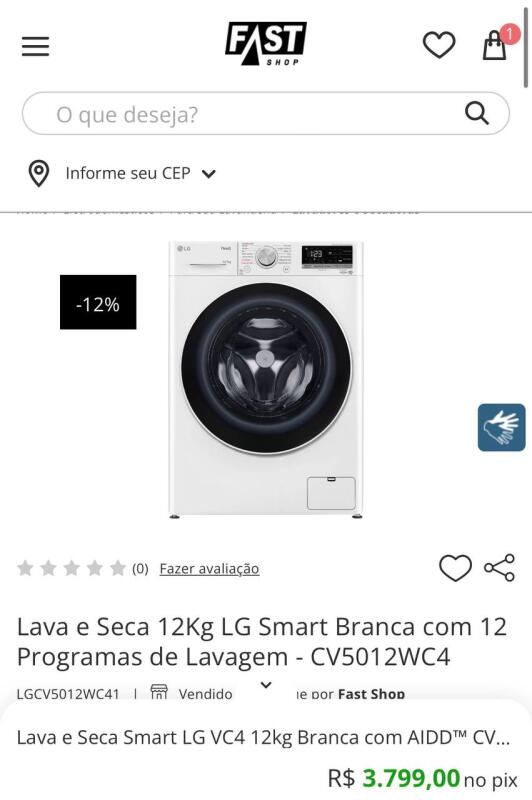 Maquina Lava e Seca LG 12KG